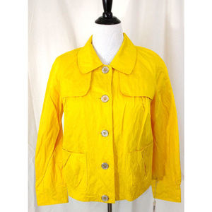 Jacket Blazer Womens Size L Yellow Button Up